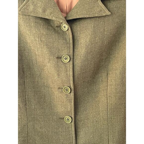 Florine Wachter Green Wool Jacket Blazer Button Down Size 16 Made In USA - Picture 2 of 4